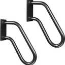 Handrails Wall Mount Stair Safety Handle Non-Slip Step Metal U-Shape Grab Yard Mounted Garage Porch Garden Hand Railings Powder Coated Heavy Duty Indoor or Outdoor Safe Bars (2 Pack) 16"
