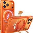 MAGIC JOHN Heavy Duty for iPhone 17 Pro Max Case with Stand, Fit for MagSafe, 360 Magnetic Ring Holder, Camera Control Cases, Shockproof Phone Case for iPhone 17 Pro Max 6.9", Rugged Cover, Orange