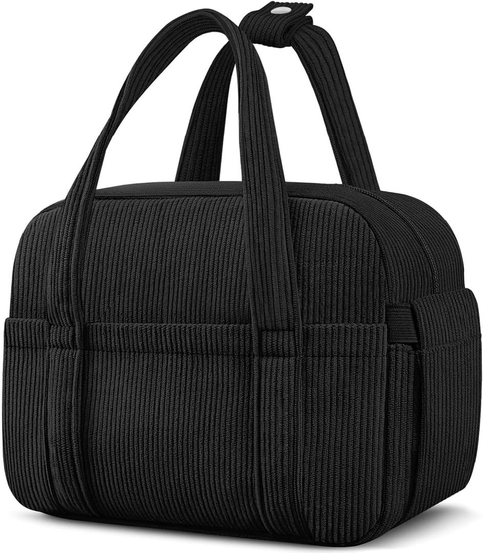 Corduroy Lunch Box Lunch Bag for Women Men, Cute Strawberry Small Insulated Reusable Work Leakproof Simple Lunch Boxes Tote Bag Adults Cooler Bag