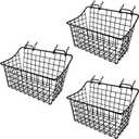 3-Pack Pegboard Baskets with Hooks, Wall Organizer Hooks Assortment, Workbench Storage System for Hardware, Attachments, Accessories