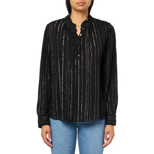 Velvet by Graham & Spencer Women's Lurex Stripes Lolita Blouse (Large, Black)