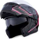 1Storm Motorcycle Modular Full Face Helmet Flip up Dual Visor Sun Shield: HB89 Arrow Pink (XL)