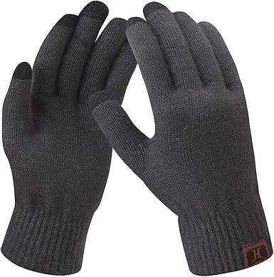 FZ FANTASTIC ZONE Women's Winter Touchscreen Wool Magic Gloves Warm Knit Fleece Lined for Women (Navy Blue)