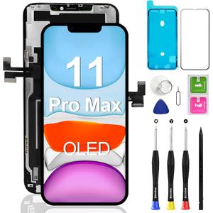 OLED for iPhone 11 Pro Max Screen Replacement, 6.5 Inch [NOT LCD] Display 3D Touch Frame Assembly Digitizer with Repair Kit Screen Protector for Model A2218, A2220, A2161