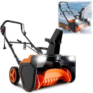 VEVOR Electric Snow Blower, 23 inch 15A Corded Snow Thrower with Dual LED Headlights & 180 Rotating Chute, 25FT Throwing Distance, 12" Depth Clearing, Walk-Behind Snowblower for Driveway Sidewalk