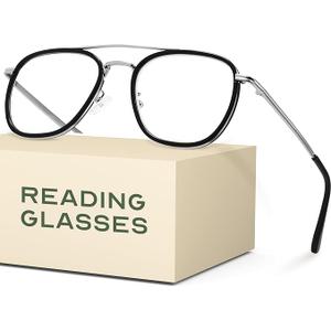 CCVOO Iconic Top Gun Aviator Reading Glasses  Premium Readers in Gold/Black  UV & Blue Light Blocking Lenses