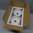 GDCZ Porcelain Raised Cat Bowls with Heighten Metal Stand and Non Slip Bottom 15 Ounces (White)