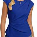 GRACE KARIN Womens 2026 Summer Short Sleeve Tops, Dressy Casual Peplum Shirts Outfit, Tunic Blouses Trendy Fashion Clothes, L