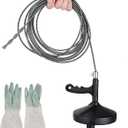 25 Ft Heavy Duty Drain Auger & Plumbing Snake, Sewer Snake for Bathtub, Shower, Sink, Toilet Drain Clog Removal, Manual Drill Pipe Snake Tool with Gloves, Destapa Caerias Serpiente de Drenaje