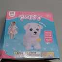 YH YUHUNG Interactive Walking Dog Toy with Leash, Grey Puppy with Blue Ears, Electronic Barking & Tail Wagging Robot Pet, Realistic Stuffed Animal Gift for Kids Boys Girls 3+ (Grey/Blue)