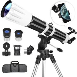 Hawkko Telescope, 90mm Aperture 900mm Astronomical Refractor Telescope for Adults High Powered - Multi-Coated Professional Telescopes for Astronomy Beginners with AZ Mount, Carry Bag, Phone Adapter