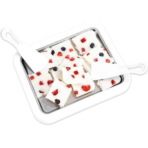 Rolled Ice Cream Maker - Instant Freeze Plate with 2 Scrapers, Food-Grade Stainless Steel Ice Cream Machine for Frozen Yoghurt, Rolled Ice Cream, Gelato, Soft Serve (White)
