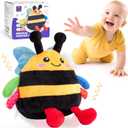 hahaland Tummy Time Bouncing Bee Toy for 6-12 Month, Musical Dancing Plush Bee Baby Toys 9 Month Old, Vibrating & Buzzing Bee Toy Gifts for 1 Year Old Boy & Girl