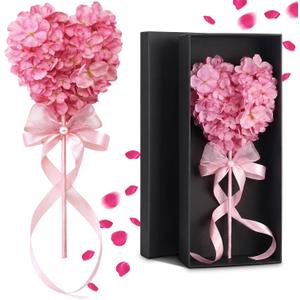 1 Set Heart Shaped Artificial Hydrangea Decor for Mom Women, Mother's Day Pink Floral Table Centerpiece, Elegant Home Vase Decoration, Thoughtful Gift for Mom Women (Red)