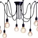 Spider Light Chandelier Spider Pendant Light Fixture Edison Chandelier 8 arms Vintage Industrial Steampunk Hanging Ceiling Multi DIY (8Arms with 59in light cord)