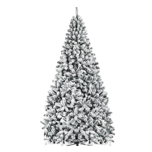 9 ft. Unlit Premium Snow Flocked Hinged Artificial Christmas Tree with Metal Stand