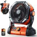 Camping LED Fan with Light, 40000m Rechargeable Battery Powered Outdoor Tent Fan with Light and Hook, 6 Speed, Personal USB Desk Fan for Camping, Fishing, Power Outage,Hurricane, Worksite (20000mAh, D23-Orange)