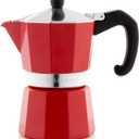 Bellemain Stovetop Espresso Maker | Italian Moka Pot Espresso Maker, Classic Aluminum Design Mocha Pot for Home Brewing & Camping | Easy to Use & Clean - 3-Cup, Red
