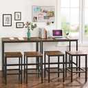 VASAGLE Bar Table, Kitchen Dining Table, High Top Pub Table, Bar Height Cocktail Table for Living Room Party, Sturdy Metal, 15.7 x 39.4 x 35.4 Inches for Narrow Spaces, Rustic Brown and Ink Black
