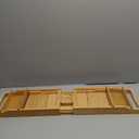 XcE Bathtub Caddy Tray Expandable to 105cm with Bamboo Book Stand and Soap Tray, Natural