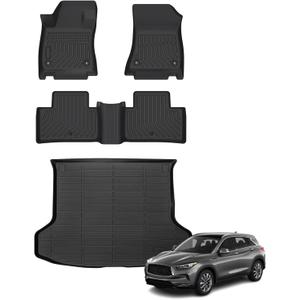 Floor Mats & Cargo Liner for Infiniti QX50 2019-2025 / QX55 2022-2025, All Weather Automotive TPE Floor Liners Set Waterproof Accessories Black