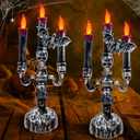 TURNMEON 2 Pack Halloween Decorations Halloween Candles LED Candelabra 3 Flickering Lamp Light Up Battery Operated Candles Holder Flame Less Bat Decor Indoor Table Home Party