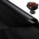 WRAPAHOLIC 20 Sheets Flower Wrapping Paper - 22.4 x 22.4 inch Pure Black Water-Resistant Floral Bouquet Wrapping Paper, Florist Supplies Packaging for Wedding Birthday Gift DIY (Solid Color - Black)