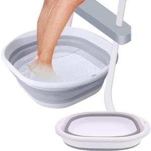 Portable Pool Foot Bath,Collapsible Pool Foot Wash Basin Tub,Foot Bath Basin for Above Ground Swimming Pools Accessories(Gray Baths)