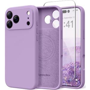 Magnetic for iPhone 17 Pro Case, Compatible with MagSafe, [Full Camera Protection][Screen Protector] Silicone Shockproof Protective Phone Case for iPhone 17 Pro 6.3", Light Purple