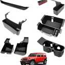 Center Console Organizer for 2024-2025 Jeep Wrangler JL 4XE Console Cup Holder Organizer Trunk Storage Tray Hanging Armrest Storage Box for for Wrangler Accessories(24+ 6-Piece, Not Gladiator)