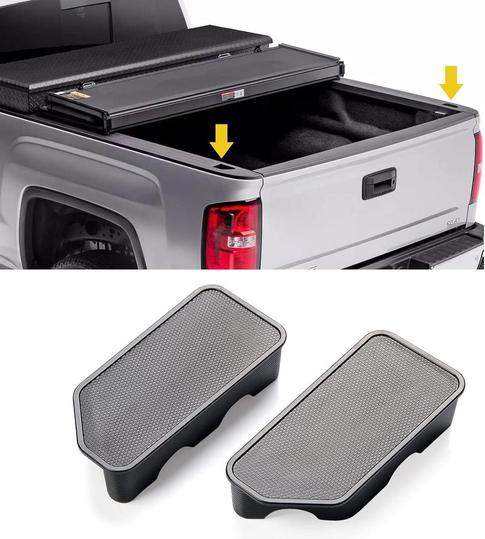 Moonlinks Bed Rail Stake Pocket Covers Compatible with 2014-2018 GMC Sierra 1500 and Chevrolet Silverado Stake Pocket Hole Plug Covers 1500/2500/2500HD/3500HD(Set of 2)