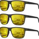 KALIYADI Polarized Sunglasses for Men, Lightweight Sun Glasses with UV Protection for Driving Fishing Golf ((3 Pack) Night Vision/Night Vision/Night Vision)