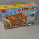 Lehoo Castle Sensory Table with Sensory Sand, Indoor Sensory Bin with Lid & 2.6lbs Play Sand, Construction Kit with 6 Alloy Trucks & Castle Molds, Sensory Toys for Toddler Boys and Girls