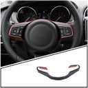 Daeiclru Car Steering Wheel Cover Trim Compatible with Jaguar F-Pace F-Type XF XF XFL 2016-2019, Steering Wheel Decoration Frame Accessories (Matt Black)