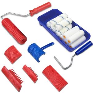 18PCS Wood Grain Tool, Wood Graining Tool Set with Extra 12pcs 4inch Paint Roller Kit with TrayRubber Wood Grain Roller Tool for Painting Look Like Wood,Natural Wood Grain Maker,DIY Room Art