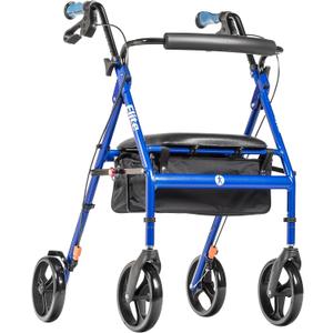 Drive Medical Hugo Elite Rollator Walker with Seat, Backrest and Basket, Blue