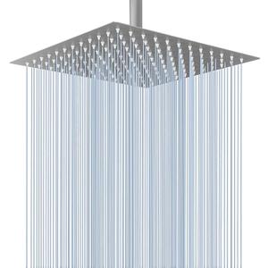 Voolan Rain Shower Head - High Flow Large Rainfall Shower Heads Made of Stainless Steel - Waterfall Bathroom Square Showerhead - Ceiling or Wall Mount (12" Brushed Nickel)