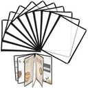 10 Pack Menu Covers 6 Page 12 View, 8.26 x 11.69 Inches Transparent Restaurant Recipe Menu Covers Menu Holder with Leatherette Trim & Metal Corners for Bar Cafe Restaurant