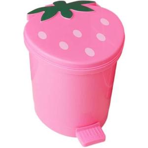 Waste Bin Garbage Can Trash Can Desktop Trash Can with Lid Strawberry Waste Bins for Desk Car Office Kitchen Garbage Basket for Room Decor Garbage Bin Trash Bin (Color : Pink, Size : Small)
