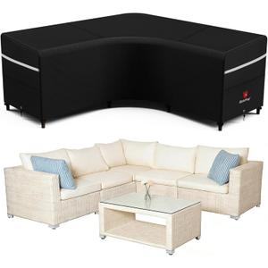 Rosefray Outdoor V-Shaped Sectional Cover - 600D Patio Sectional Sofa Cover, Waterproof Furniture Covers for Deck, LawnBackyard 85x85Black