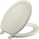 KOHLER 4648-47 Stonewood Round Toilet Seat, Wood Seat for Standard Round Toilets, Lid with Color-Matched Plastic Hinges, Almond