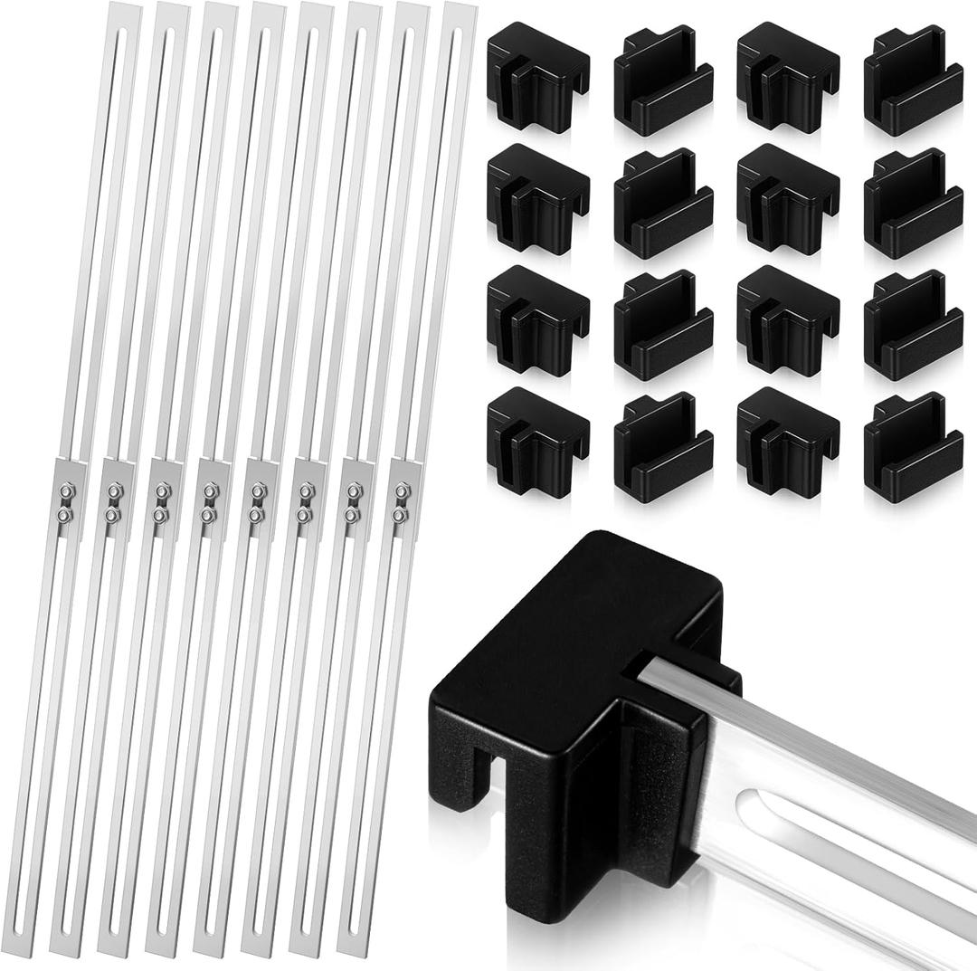 24 Pcs Metal Adjustable File Cabinet Rails Set Include 16 Hanging File Rail Clips 8 Cabinet Dividers Bars Suitable for Cabinets with Drawer Thickness Less Than 1/8 Inch(Silver,18-32.5 Inch)