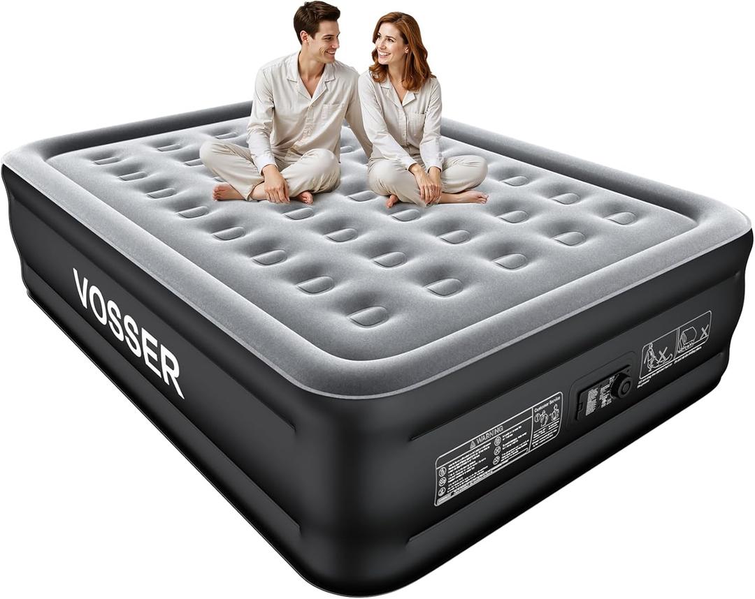 Air Mattress Queen with Built in Pump,Blow Up Mattress in 3 Mins,18'' Raised Self Inflatable Mattress,Portable Airbed for Home,Floor&Camping,Queen Size Air Matress for Adults,660LB Max,Black