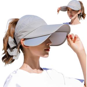 Peicees Wide Brim Visor Hat for Women Golf Visor Cap Sun Protection Hat for Beach Garden Tennis Running Sunshade Hat