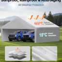 VEVOR Carport Replacement Canopy Cover, 20 x 20 ft Potable Garage Tent Top Tarp with Sidewalls, UV-Resistant & Waterproof, Heavy Duty Car Shelter Tarp with Ball Buggies, Grey, Frame Not Included
