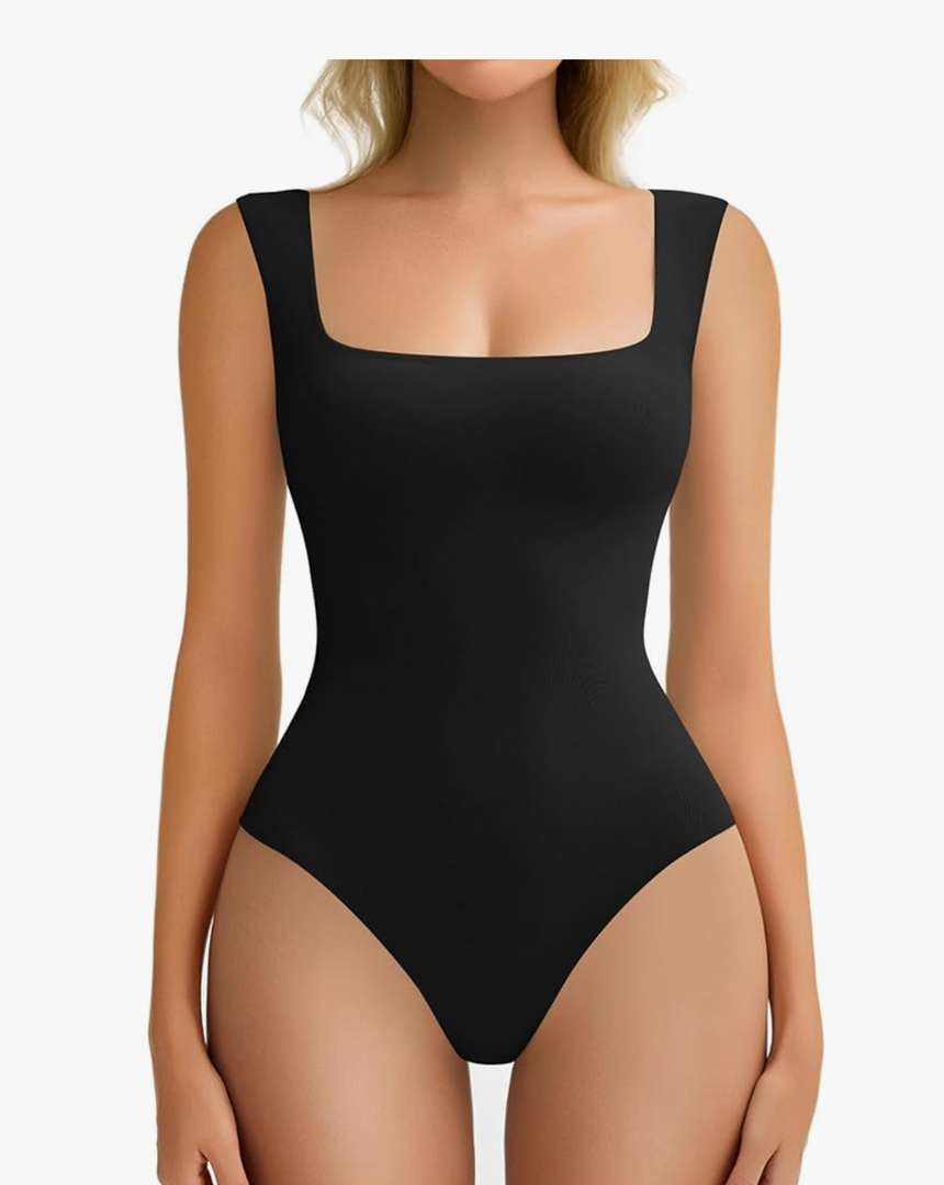 Avidlove Bodysuits for Women Square Neck Body Suit Double Lined Tank Top Bodysuit Soft M