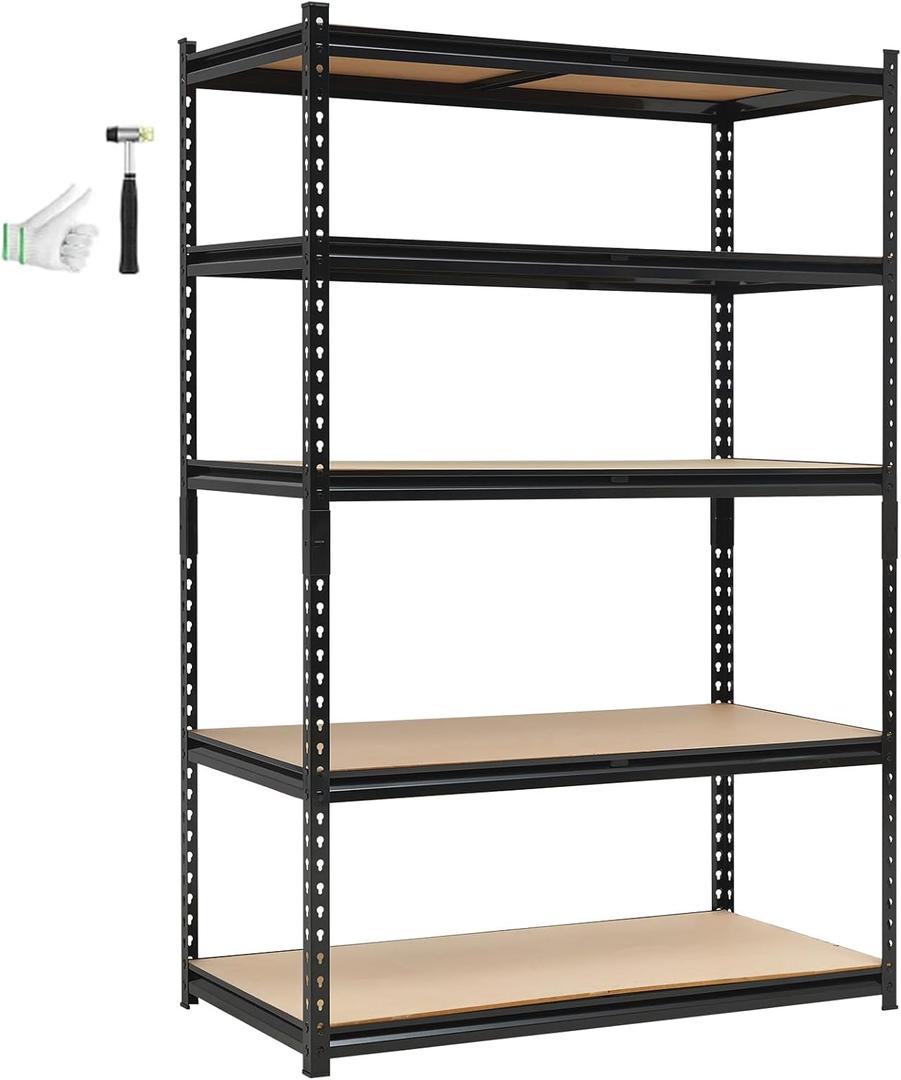 Heavy Duty Garage Shelving Units,5-Tier Adjustable Storage Shelves,48 * 24 * 72in,Loads 2000 LBSS,Adjustable Garage Storage Shelving, Metal Storage Utility Rack Shelf Unit
