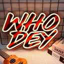 Football Team Neon Sign, Cool Dimmable Light Up Led Football Team Sign Merch Logo Hanging USB Powered for Wall Decor, Man Cave, Bedroom, Game Room Deco, Birthday Christmas Gift for Kids Boys Fans (Who Dey)