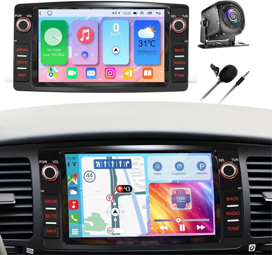 4+64G Android 14 Car Radio for Toyota Corolla E120 2000-2006 Support Wireless Carpaly & Android Auto, 7 Inch IPS Touch Screen, Android Stereo for Corolla with Bluetooth/WiFi/GPS/FM/SWC/Backup Camera