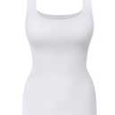 KIKIMINK Womens Shapewear Tank Tops Tummy Control Seamless Square Neck Body Shaper Compression Camisole Slimming Undershirt - White Medium (White, M)